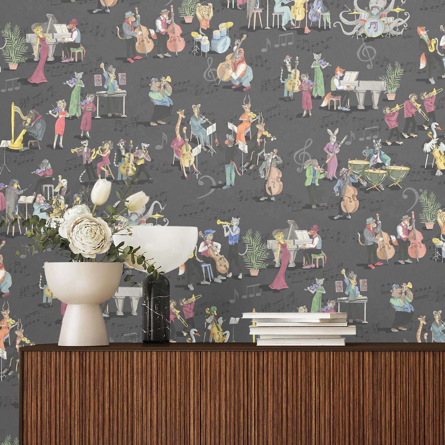 retro-inspired geometric wallpaper