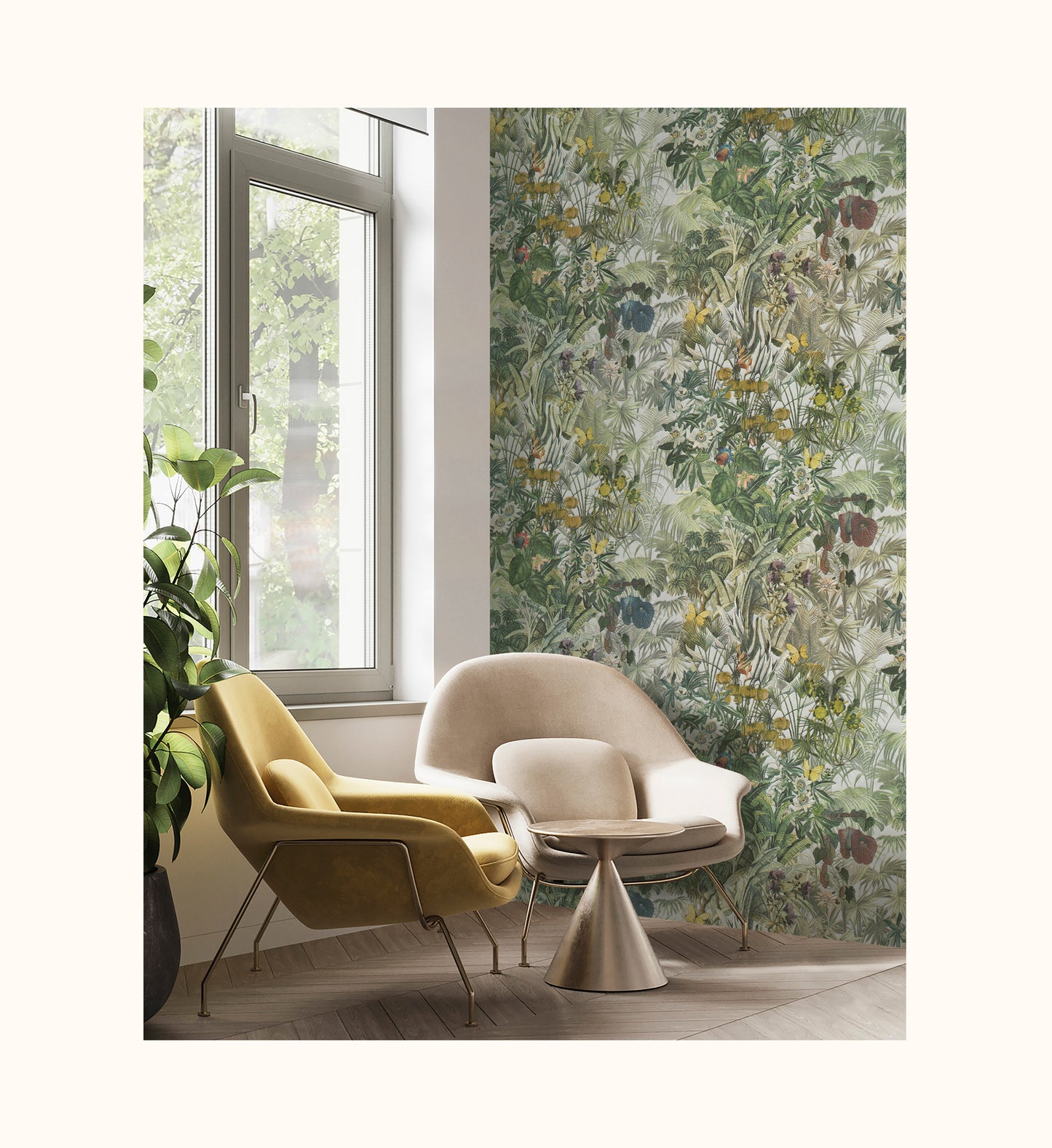 chic floral motif wallpaper