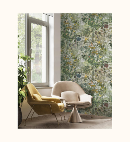 Chic floral motif wallpaper